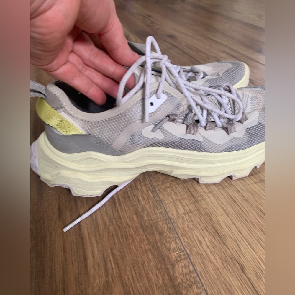 Sorel Chunky Lace-Up Athletic Sneakers in Gray and Pale Yellow